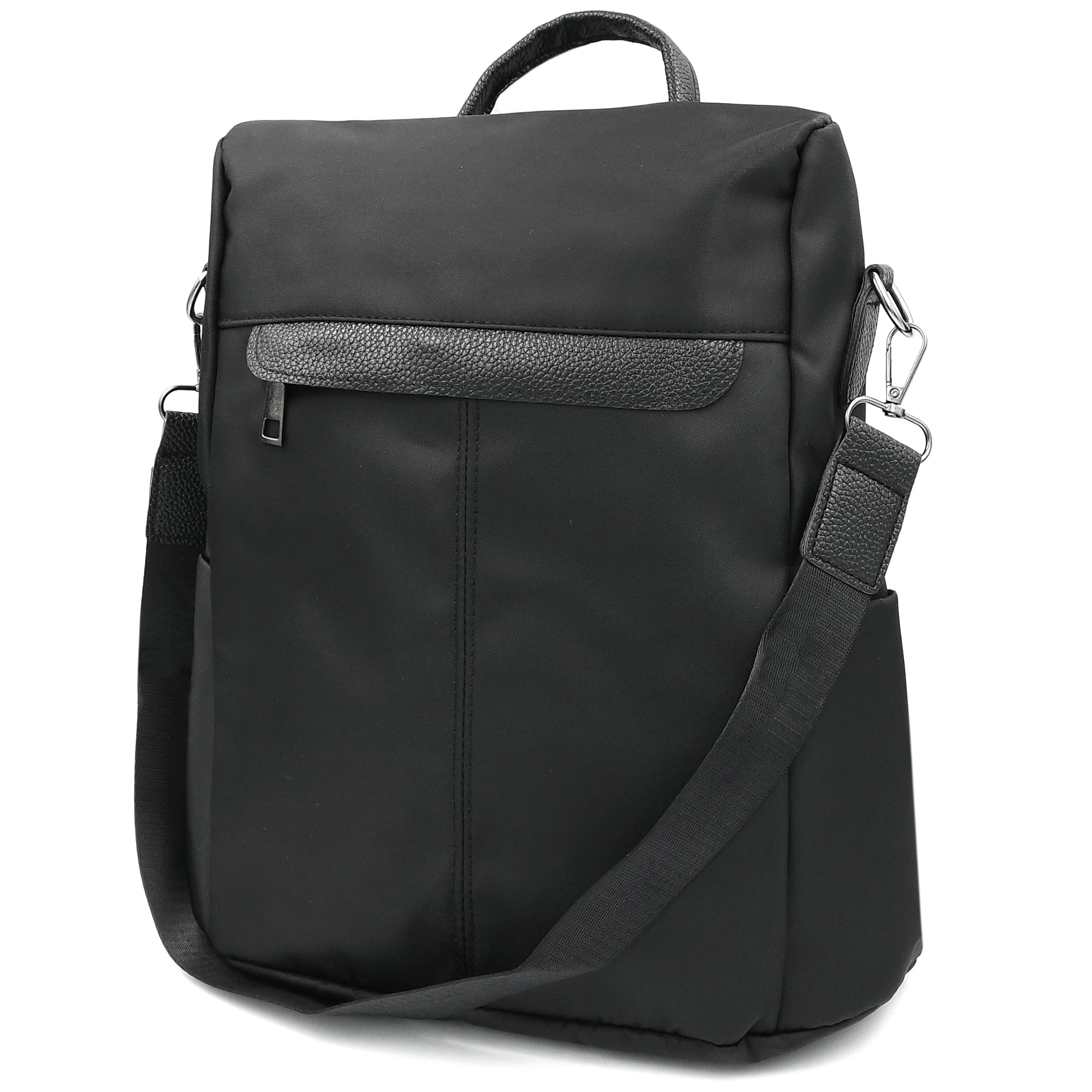 WOMEN'S BACKPACK URBAN BLACK BAG WATERPROOF ROOMY 5 POCKETS 2IN1