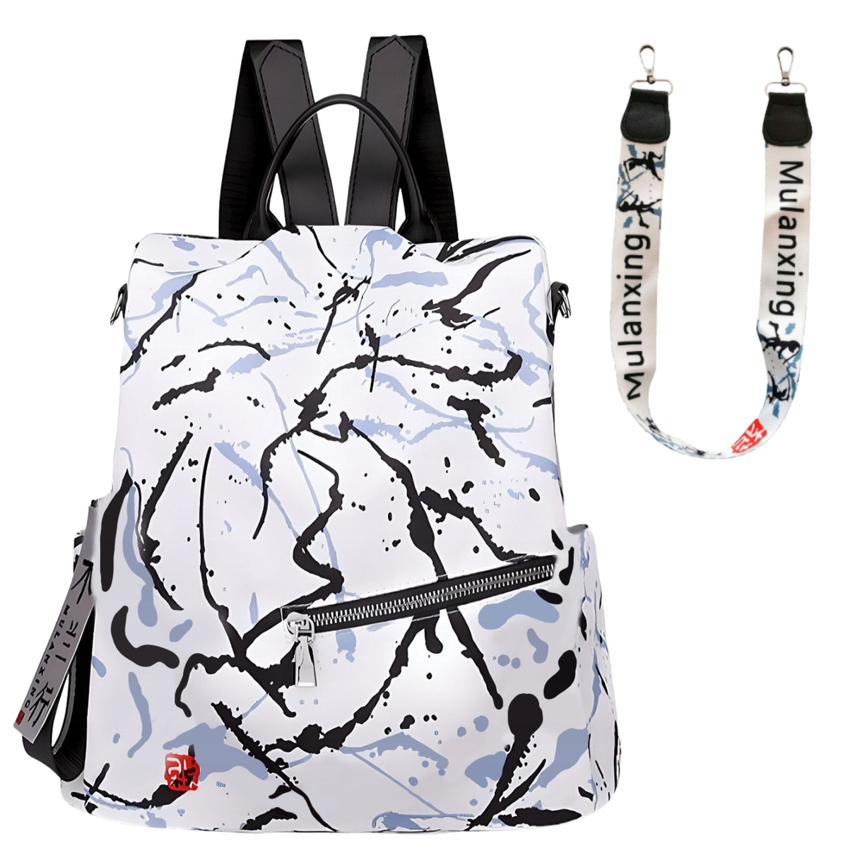 WOMEN'S BACKPACK WHITE SMALL BACKPACK CITY SHOULDER BAG LIGHT 2IN1 J-08- Brand Imiti