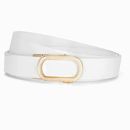 WOMEN'S BELT LEATHER AUTOMATIC GOLD BUCKLE FOR WOMEN'S JEANS