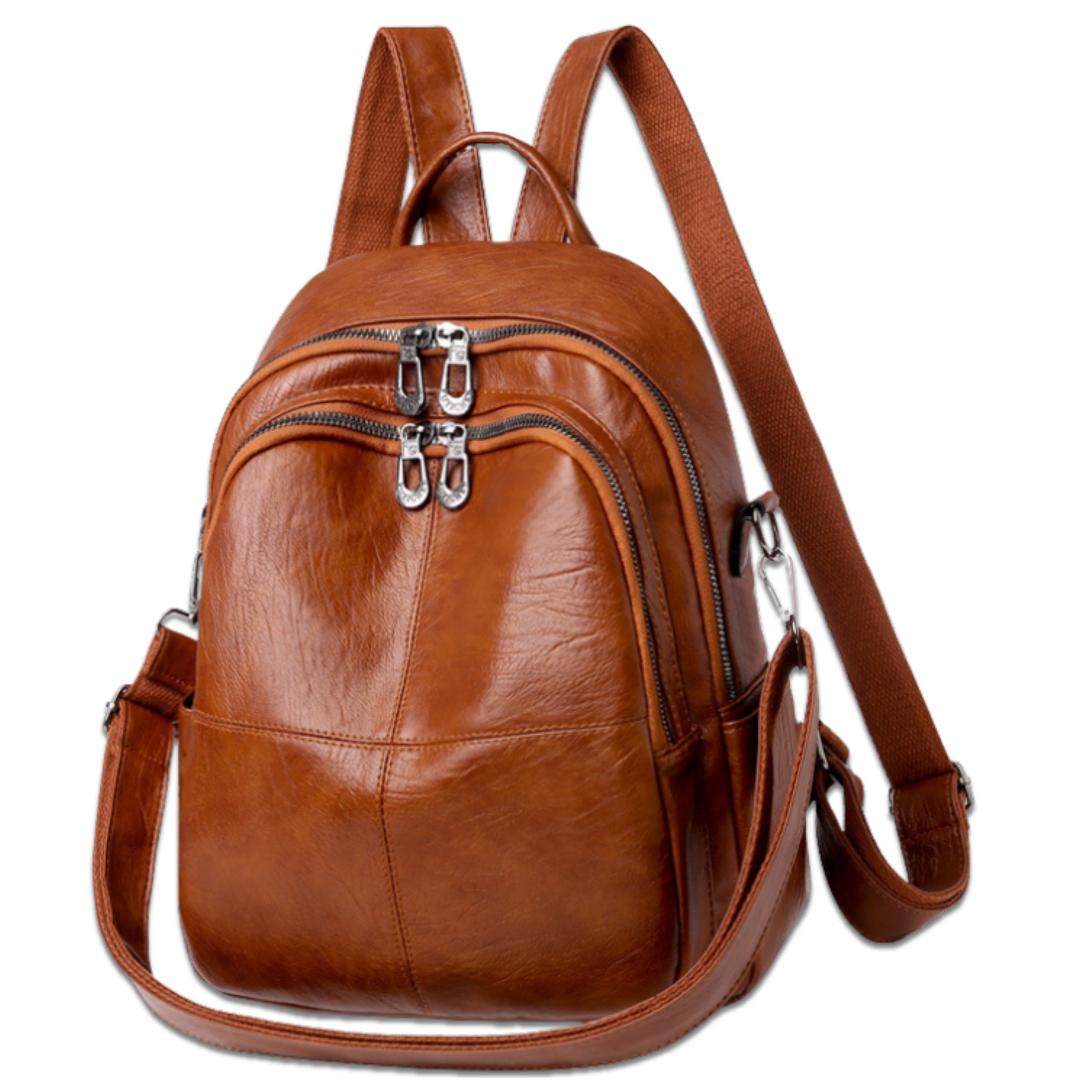 WOMEN'S CITY BACKPACK BROWN ROOMY Shoulder Strap School Bag 2in1