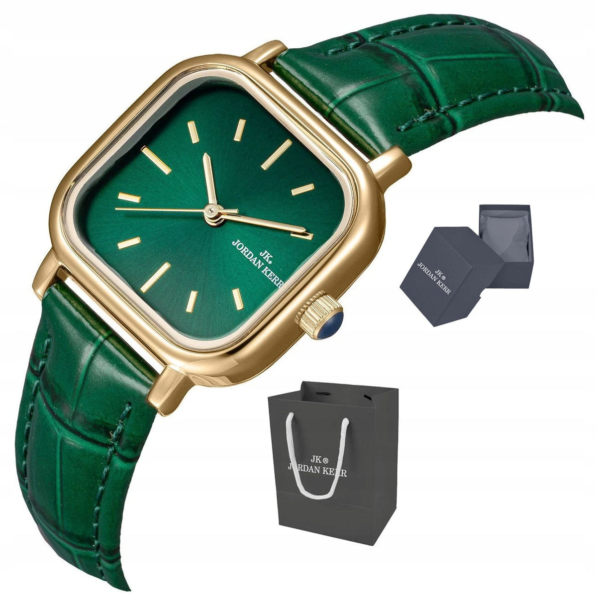 WOMEN'S ELEGANT GREEN GOLD WATCH JORDAN KERR P9001 IPG PZ 27 mm