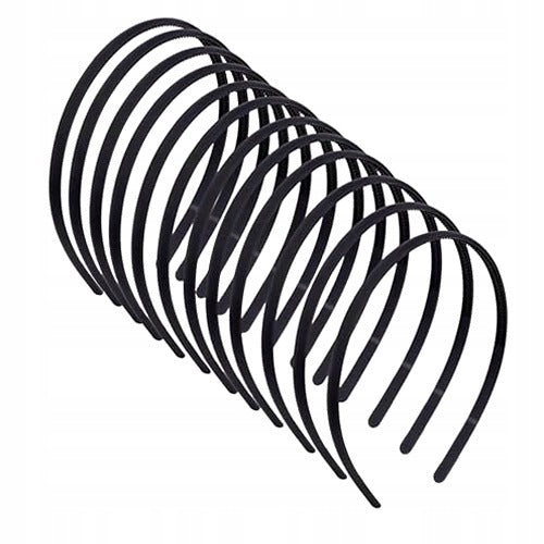 WOMEN'S HEADBAND BLACK PLASTIC WITH DIY COMB 6 PIECES