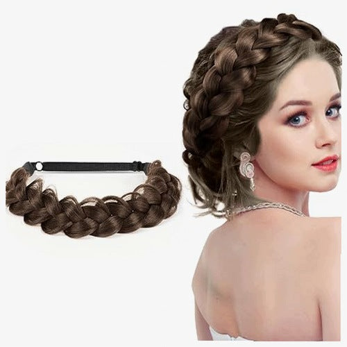 WOMEN'S HEADBAND BRAIDED BOHO FOR HAIR ELASTIC 2 PCS WEDGE