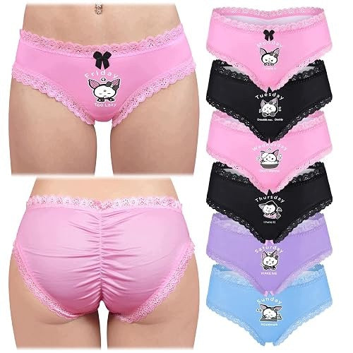 WOMEN'S HIPSTER SILKY PANTIES SET OF 7 PAIRS DAYS OF THE WEEK HOME Brand no brand