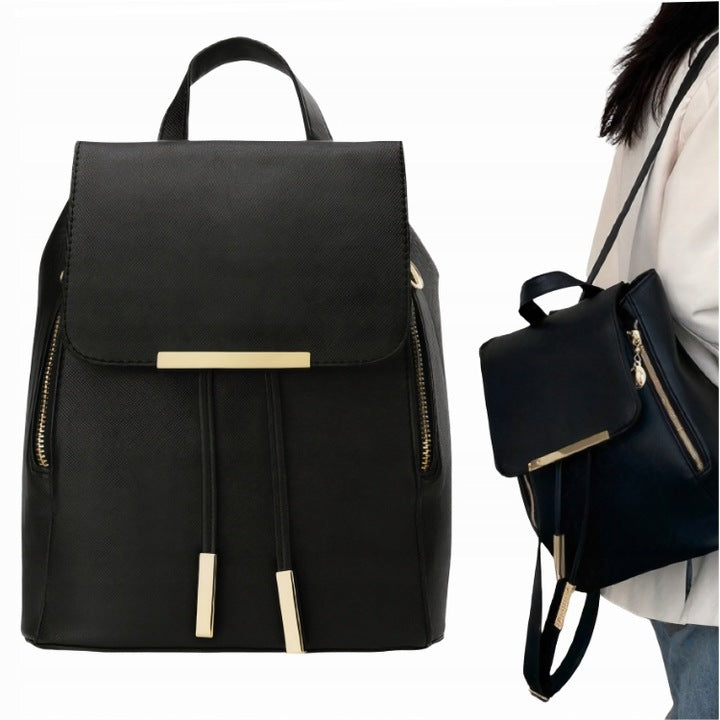WOMEN'S LEATHER BACKPACK BLACK WOMEN'S HANDBAG FOR WOMEN FASTENED TO WORK