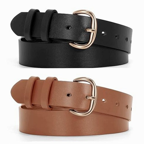WOMEN'S LEATHER BELT WITH GOLD BUCKLE FOR JEAN PANTS WOMEN'S DRESSES