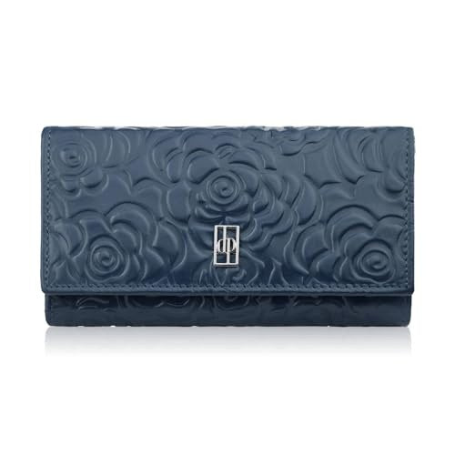 WOMEN'S LEATHER WALLET LARGE FLORAL NAVY BLUE FOR WOMEN Brand no brand