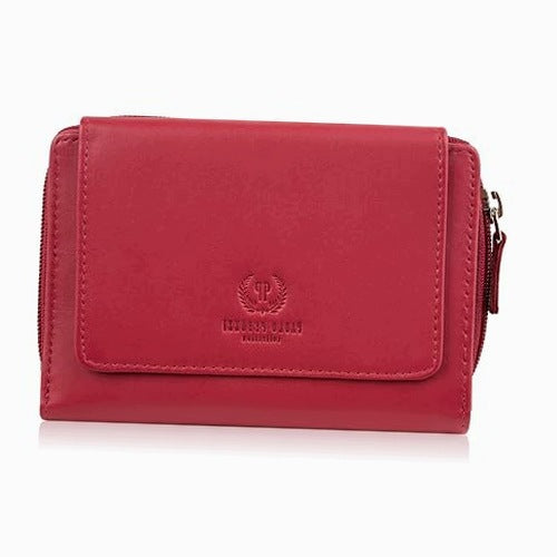 WOMEN'S LEATHER WALLET RED LARGE LEVEL RFID FOR WOMEN