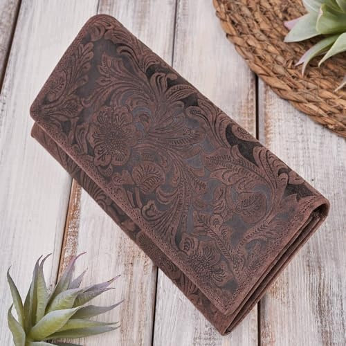 WOMEN'S LEATHER WALLET VINTAGE FLOWERS RFID FOR WOMEN'S GIFT Manufacturer code Bez marki