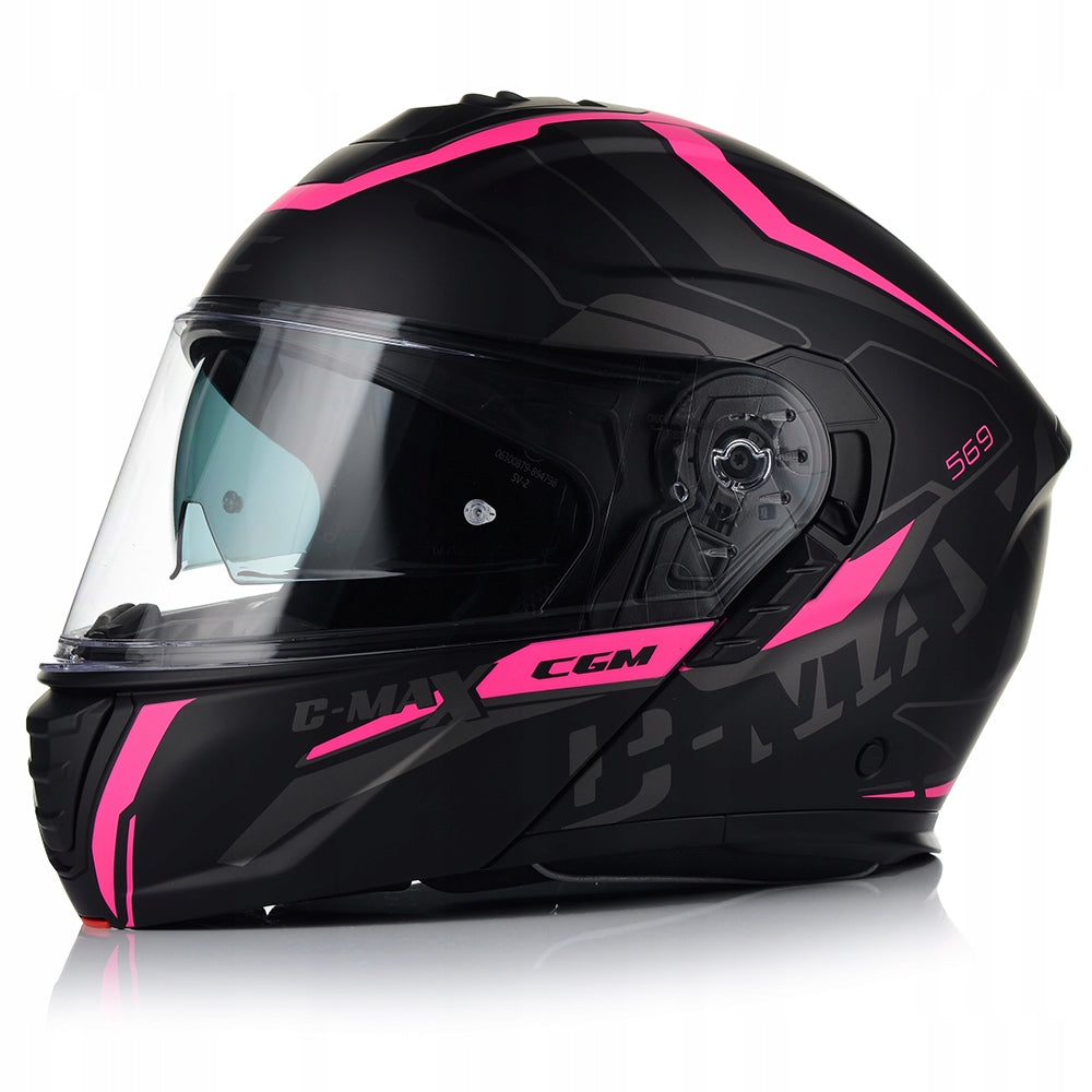 WOMEN'S MOTORCYCLE HELMET CGM 569G C-MAX JAW PINK FLIP UP + BLEND Packaging status original