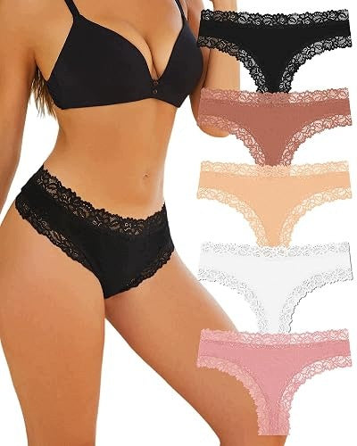 WOMEN'S PANTIES COTTON BRAZILIAN LACE FOR WOMEN 5 PAIRS Brand no brand