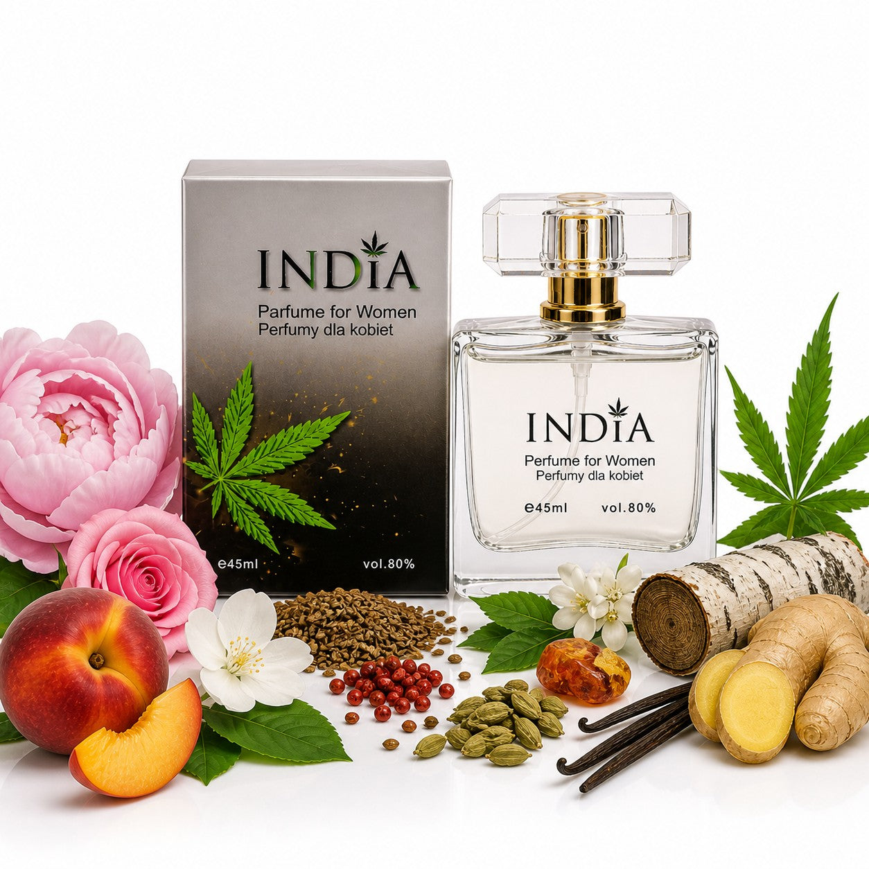 WOMEN'S PERFUME HEMP 45ML FRESH FLORAL MUSK PATCHOULI INDIA