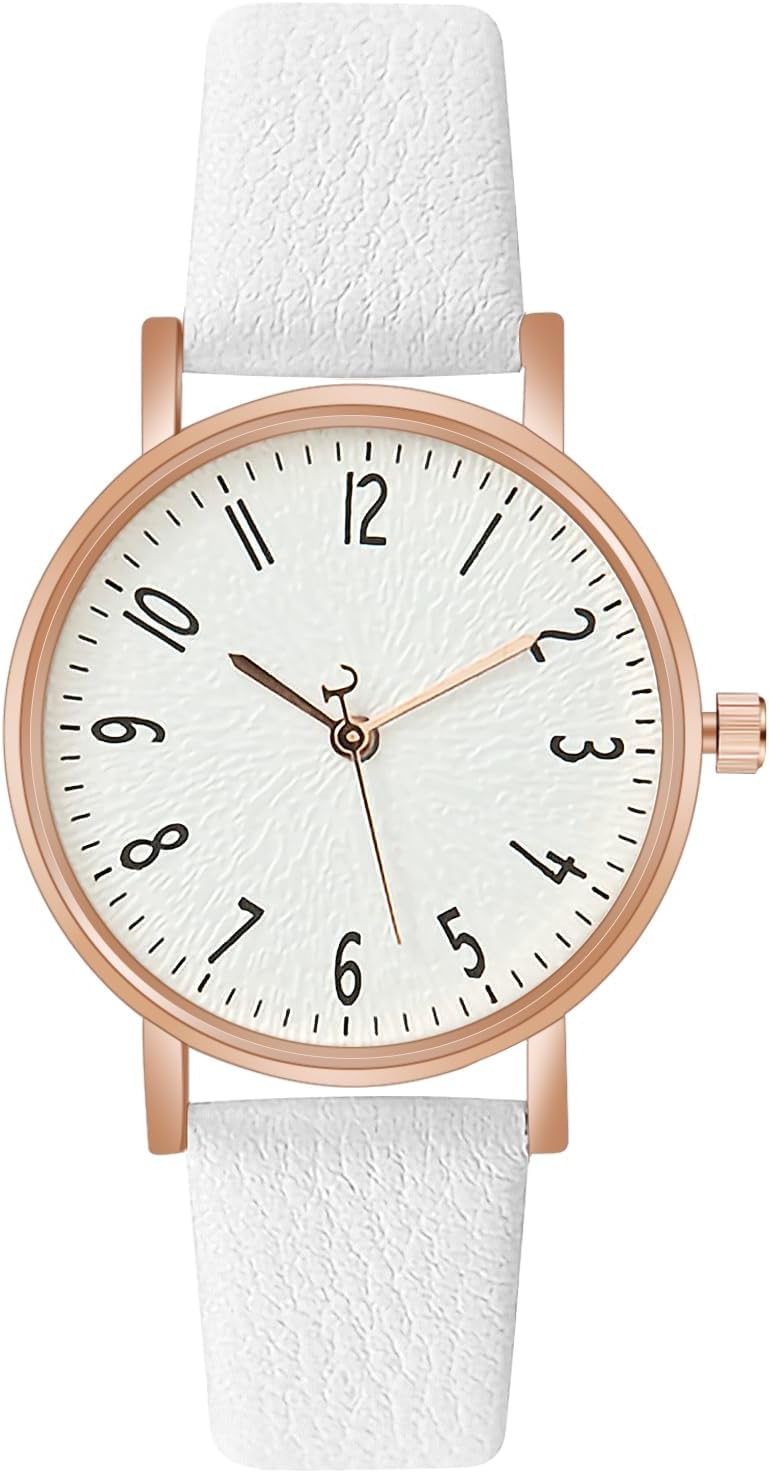 WOMEN'S QUARTZ WATCH LEATHER STRAP WHITE ANALOG DIAL