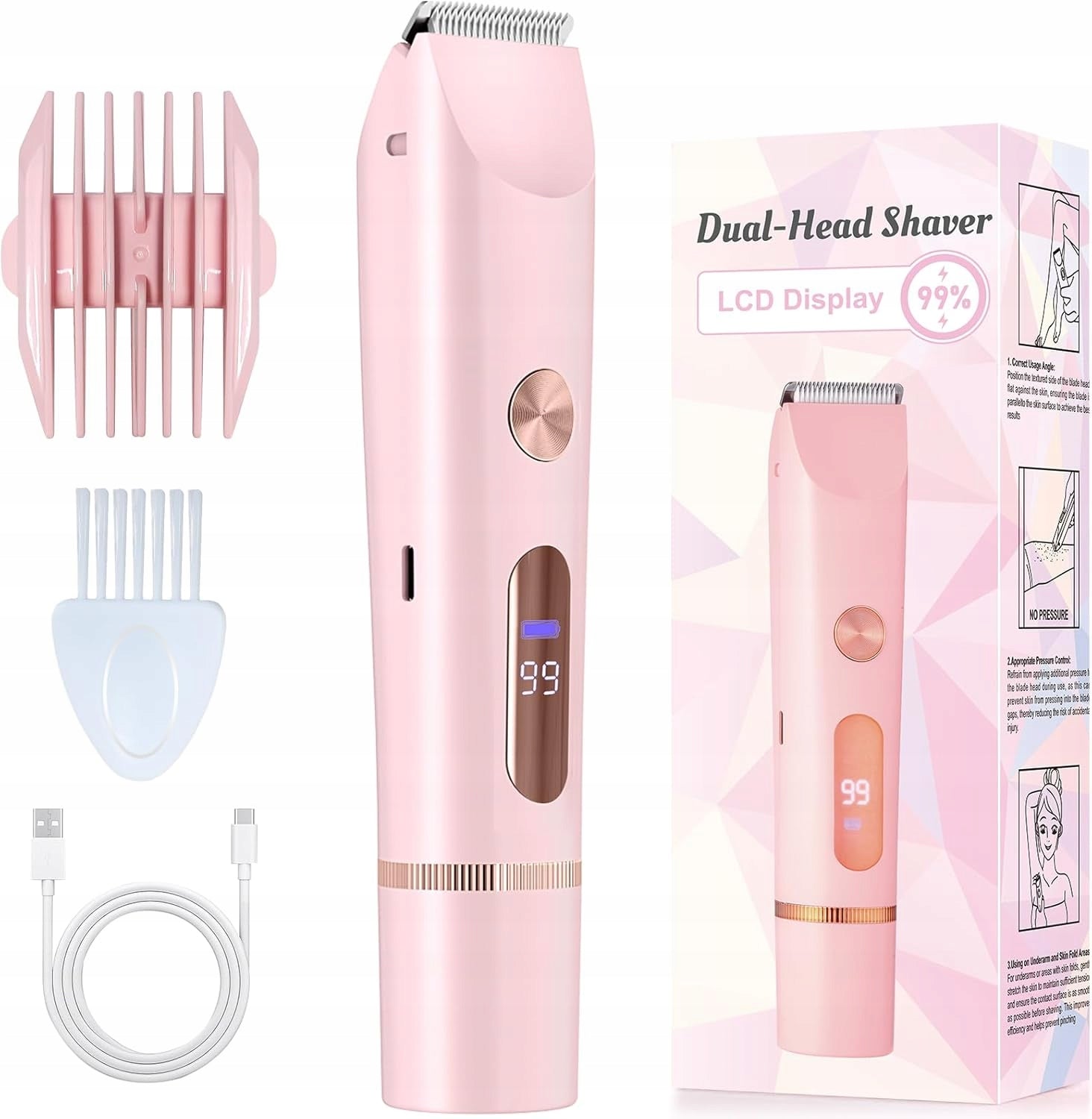 WOMEN'S SHAVER EPILATOR TRIMMER MACHINE FOR INTIMATE EYEBROWS BIKINI 2in1