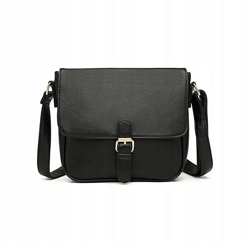 WOMEN'S SHOULDER BAG BLACK ARTIFICIAL DESIGN LEATHER ADJUSTABLE