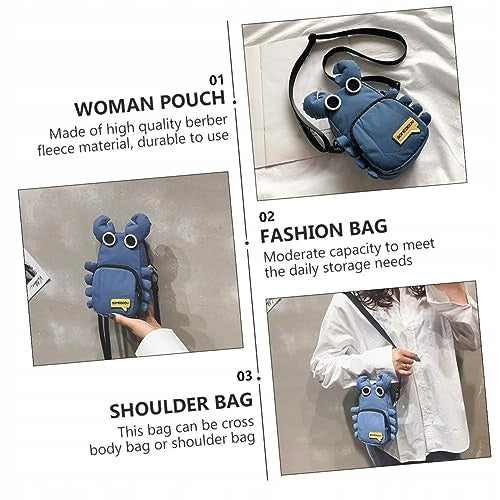 WOMEN'S SHOULDER BAG CRAB OXFORD FABRIC GREY BLUE GIFT Manufacturer code Bez marki