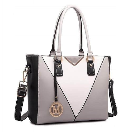 WOMEN'S SHOULDER BAG LEATHER PU SHAPE V LIGHT GREY FOR WOMAN