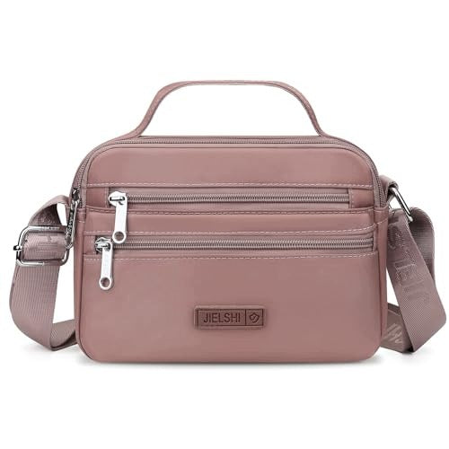 WOMEN'S SHOULDER BAG WATERPROOF NYLON MULTI-COMPARTMENT PINK Brand no brand