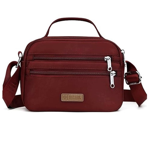 WOMEN'S SHOULDER BAG WATERPROOF NYLON MULTI COMPARTMENT RED FOR HOME