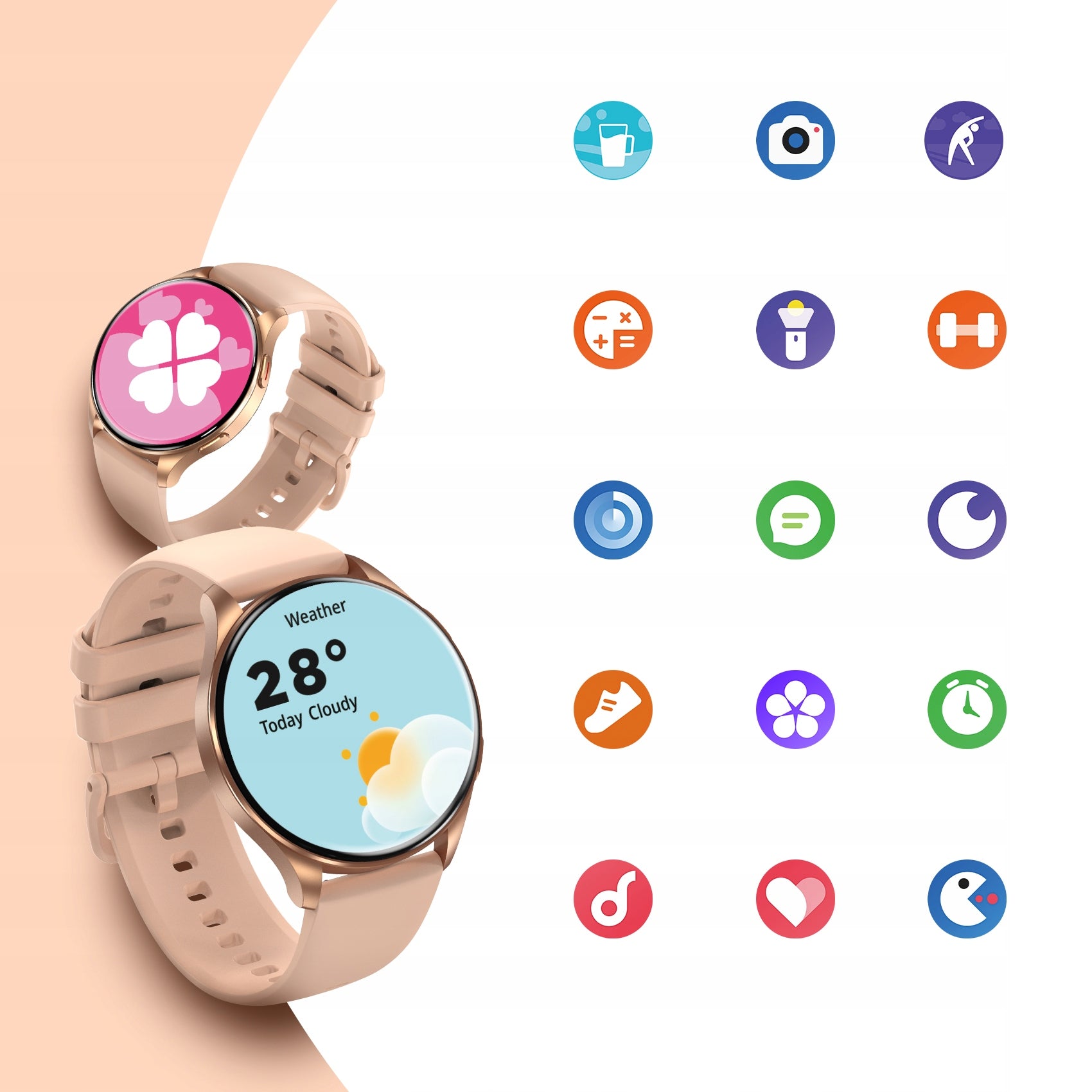 WOMEN'S SMARTWATCH 1.43" AMOLED GOLD WATERPROOF CALLING SMS SPORTS 2 STRAP Packaging status original