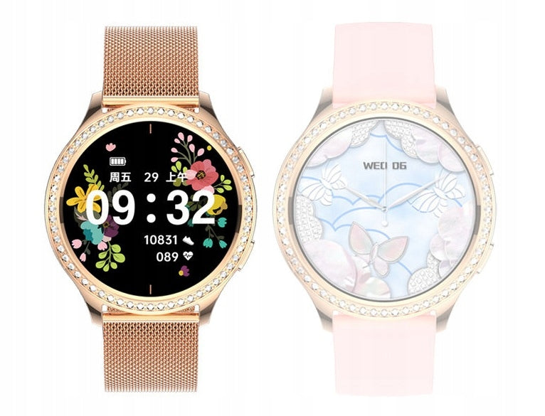 WOMEN'S SMARTWATCH 360X360 RHINESTONES PL WATERPROOF TALK + 2 STRIPES Packaging status original