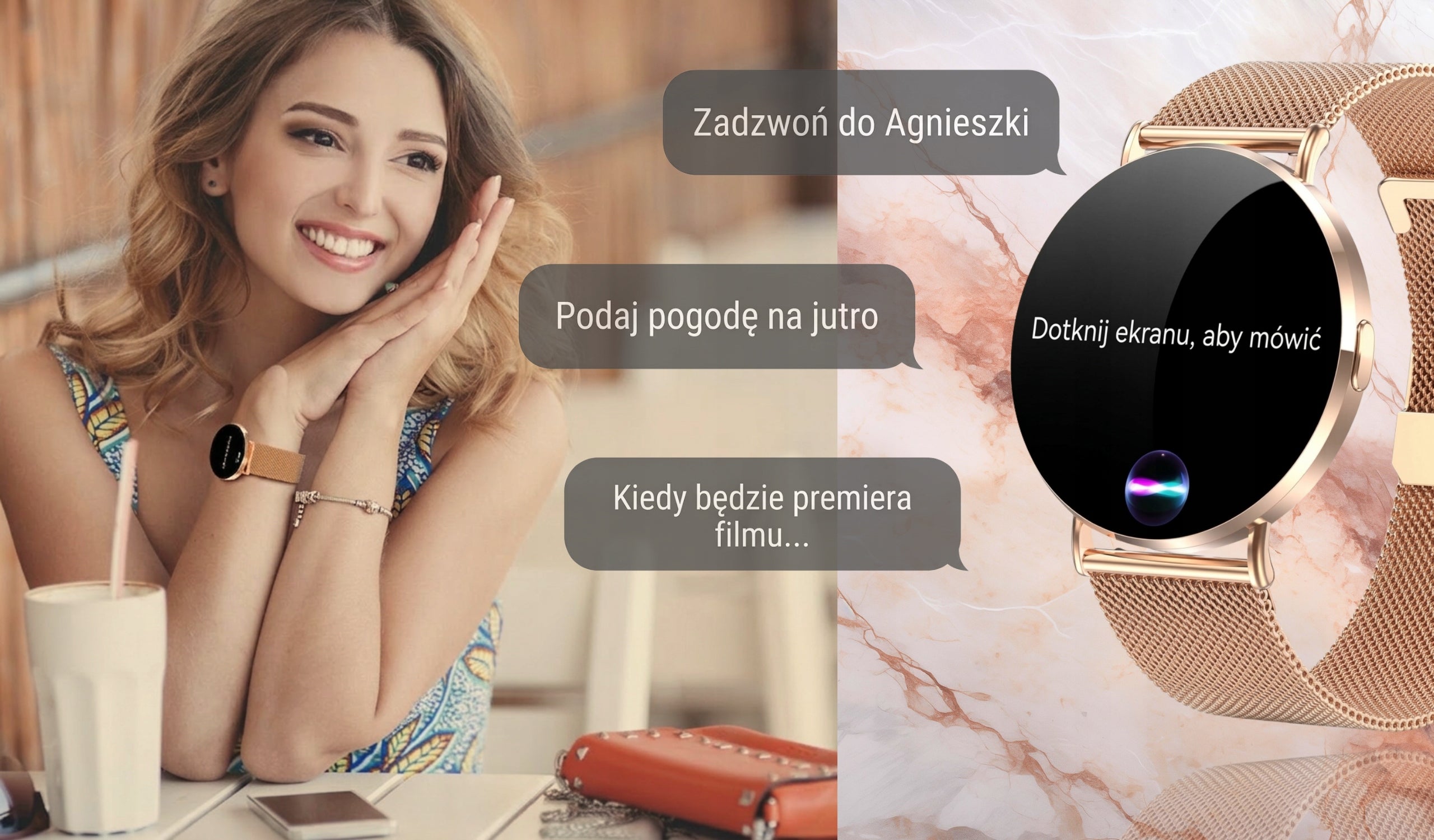WOMEN'S SMARTWATCH AMOLED 3D PRESSURE HEALTH 3D PPG TALK SPORT MENU PL Packaging status original