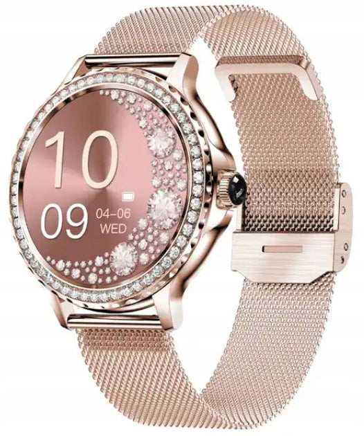 WOMEN'S SMARTWATCH DUBAJ L58 GOLD RHINESTONES TALK PRESSURE PULSE Packaging status original