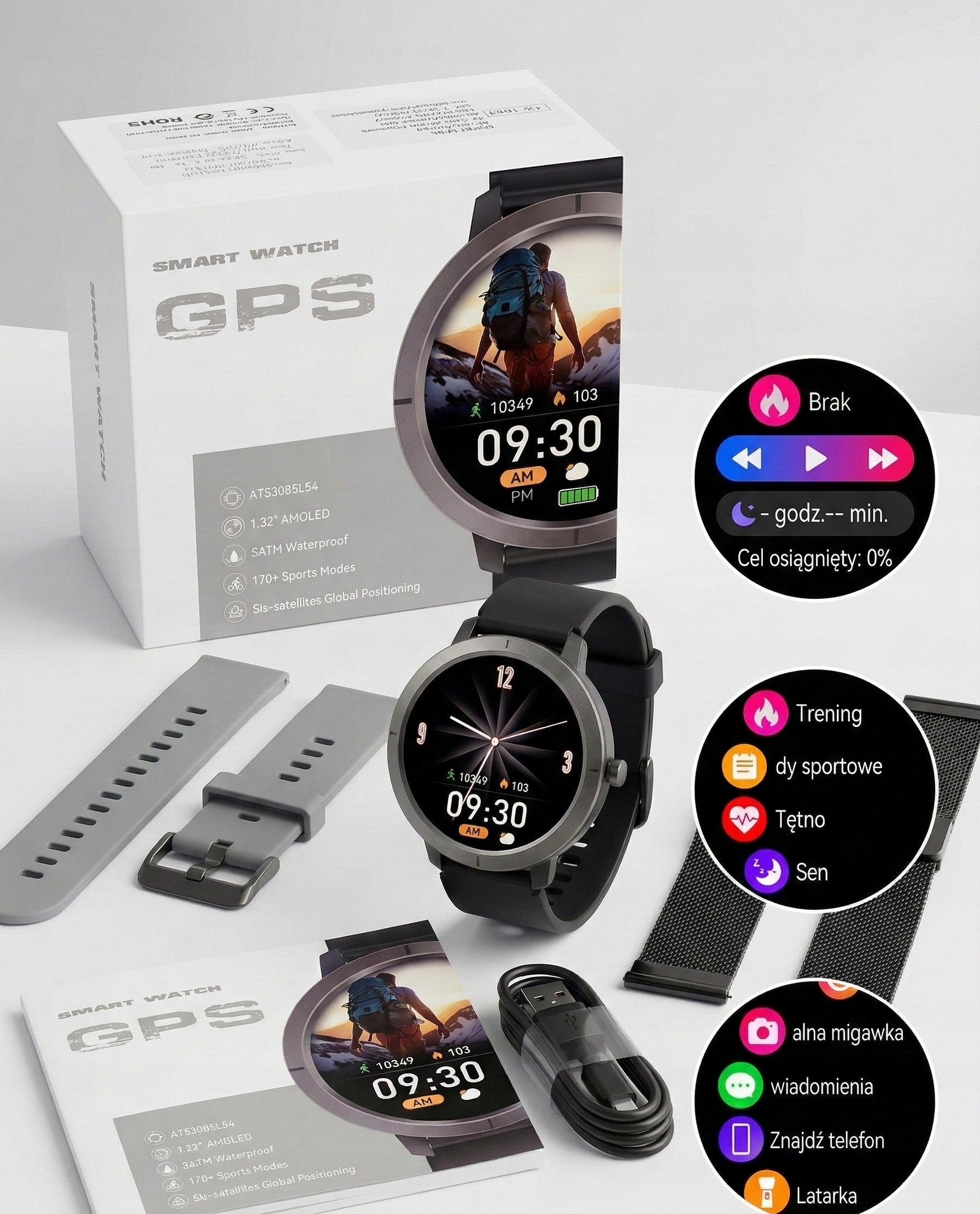 WOMEN'S SMARTWATCH MEN'S PREMIUM 2026 GPS AMOLED Talk 5ATM Set Packaging status original