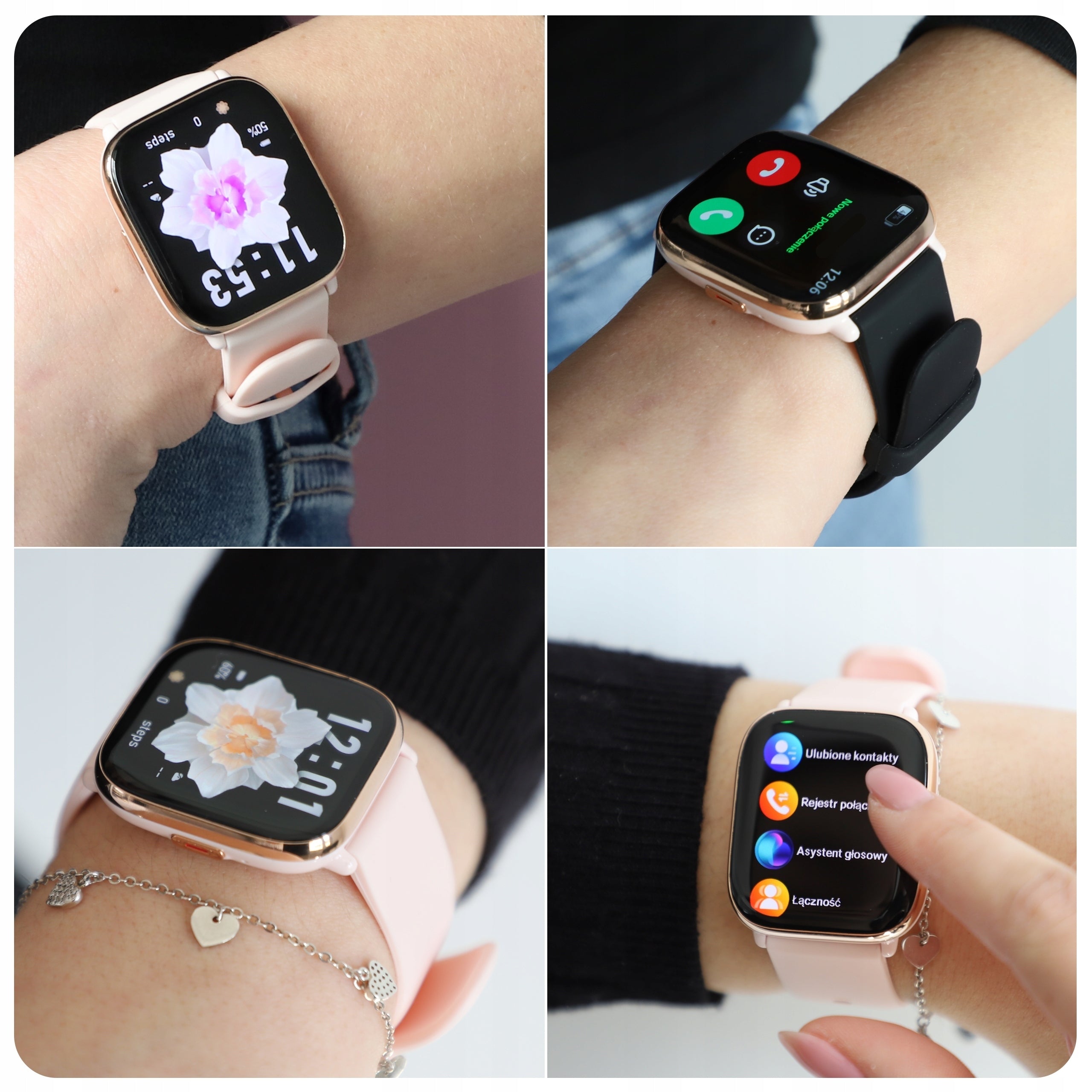WOMEN'S SMARTWATCH POLISH MENU TALKING PULSE PRESSURE SPORT AMOLED 4 STRIPES Brand JG Smart