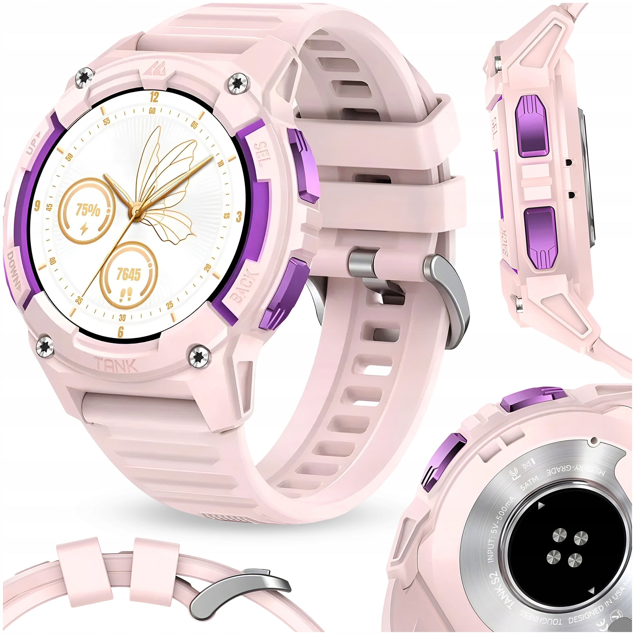 WOMEN'S SMARTWATCH WATERPROOF KOSPET TANK S2 GORILLA GLAS BLUETOOTH PINK