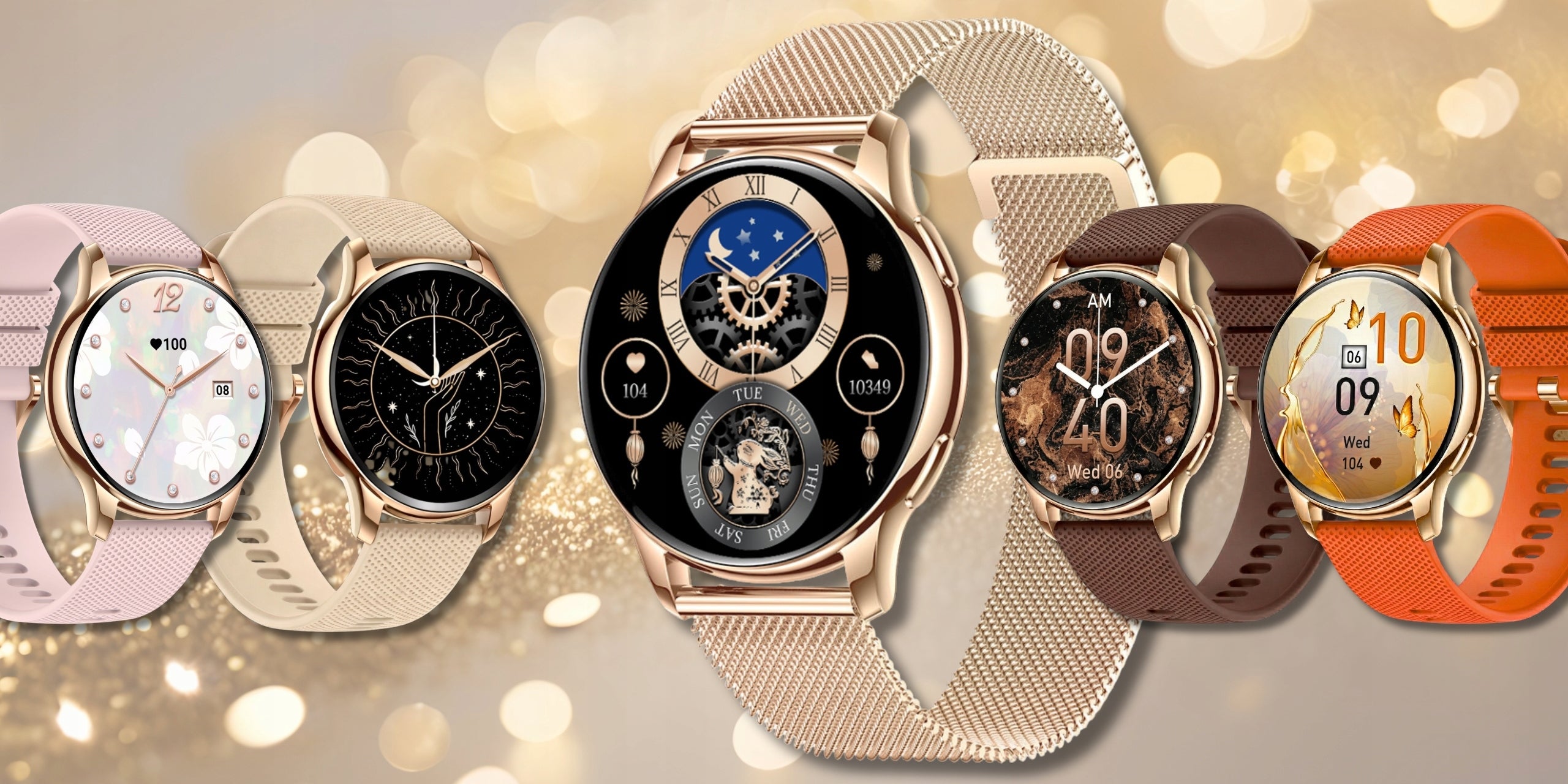 WOMEN'S SMARTWATCH Y11 GOLD - 5 STRIPES ELEGANT CONVERSATION MESSAGE AMOLED Packaging status original