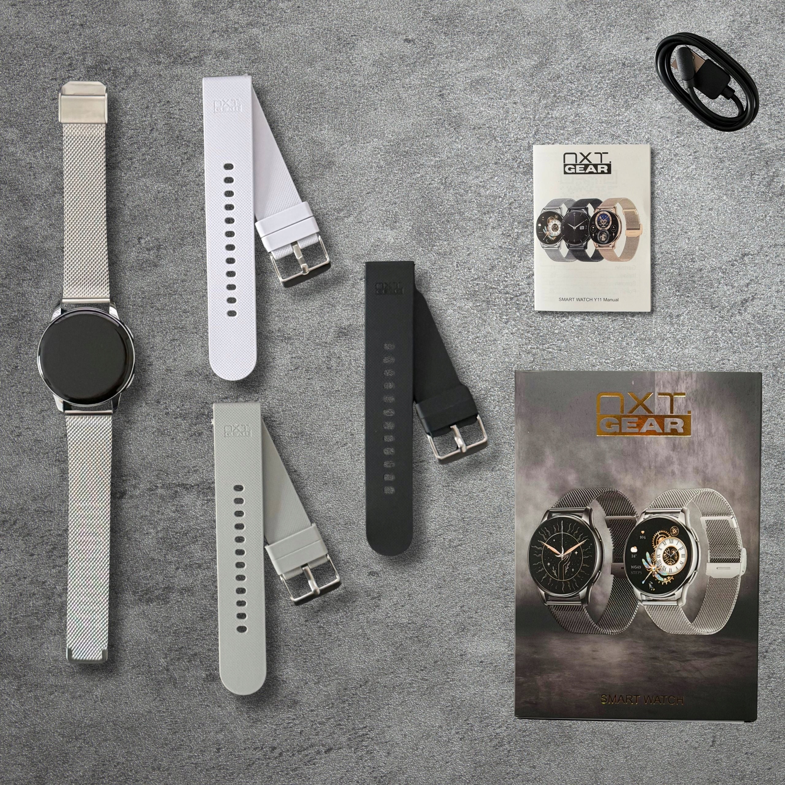 WOMEN'S SMARTWATCH Y11 SILVER 4 STRIPES CALL NOTIFICATION AMOLED Packaging status original