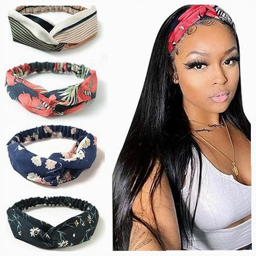 WOMEN'S VINTAGE TWISTED ELASTIC HAIR TURBINE BANDS 4 PACK