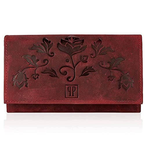 WOMEN'S WALLET LEATHER RED FLOWERS RFID FOR WOMEN GIFT WOMEN Brand no brand