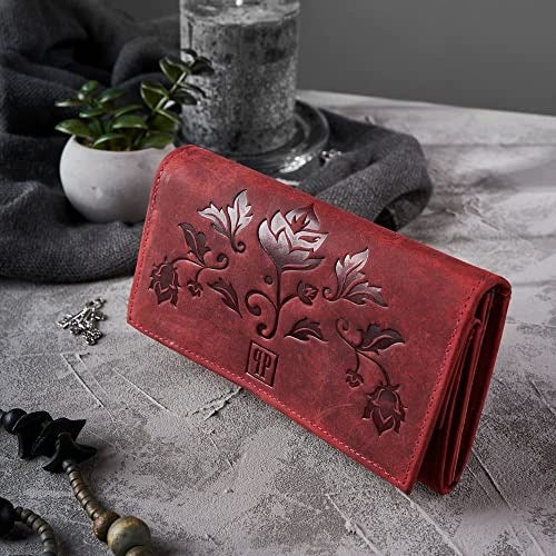 WOMEN'S WALLET LEATHER RED FLOWERS RFID FOR WOMEN GIFT WOMEN Manufacturer code SWC5908151573693