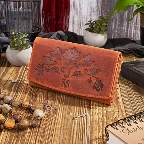WOMEN'S WALLET LEATHER RETRO RFID LARGE FOR CARDS ORANGE WOMEN Manufacturer code Nieoznaczona