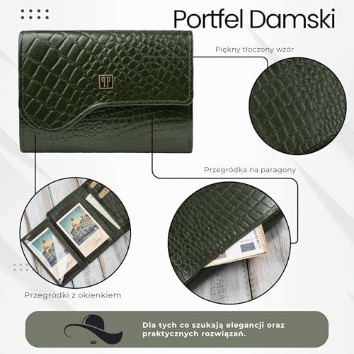 WOMEN'S WALLET LEATHER SMALL CROCO DARK GREEN RFID FOR WOMAN Manufacturer code SWC5908151573990