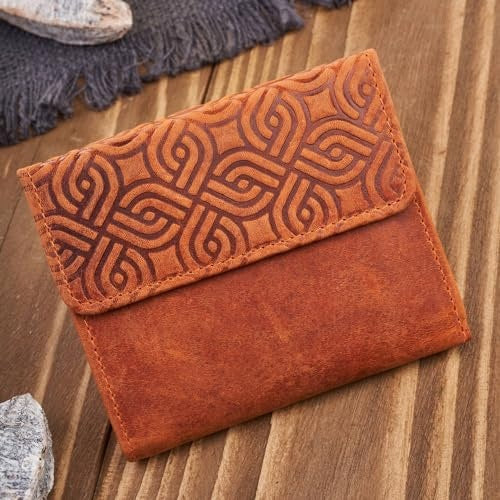 WOMEN'S WALLET LEATHER VINTAGE ORANGE PROTECTION RFID GEOMETRIC Manufacturer code SWC5908151573945