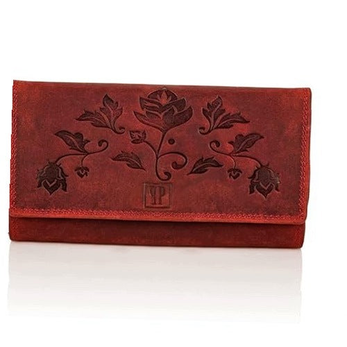 WOMEN'S WALLET LEATHER VINTAGE RED FOR CARDS WOMEN'S DOCUMENTS