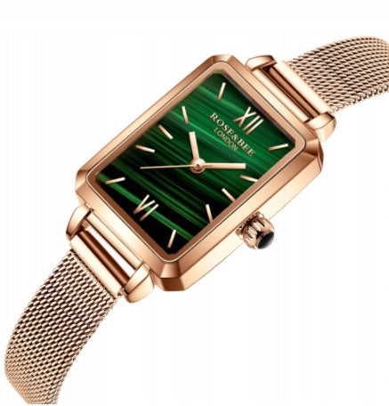 WOMEN'S WATCH BRACELET GOLD GREEN MALACHITE Brand Hannah Martin