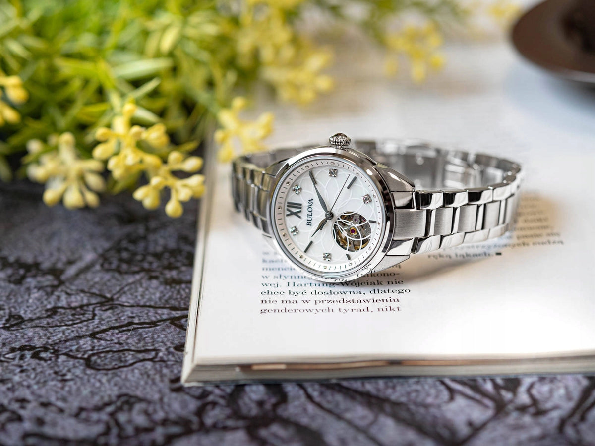 WOMEN'S WATCH BULOVA 96P181 SILVER ON BRACELET AUTOMATIC ELEGANT Brand Bulova