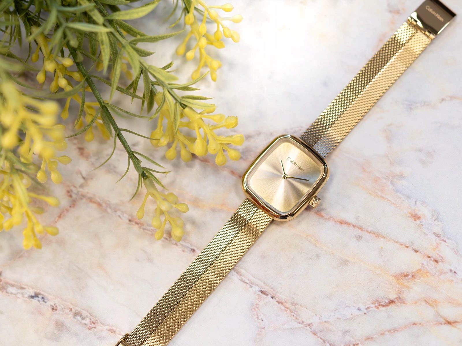 WOMEN'S WATCH CALVIN KLEIN 25100099 ADORE GOLD ON BRACELET MESH FASHION Batteries included yes
