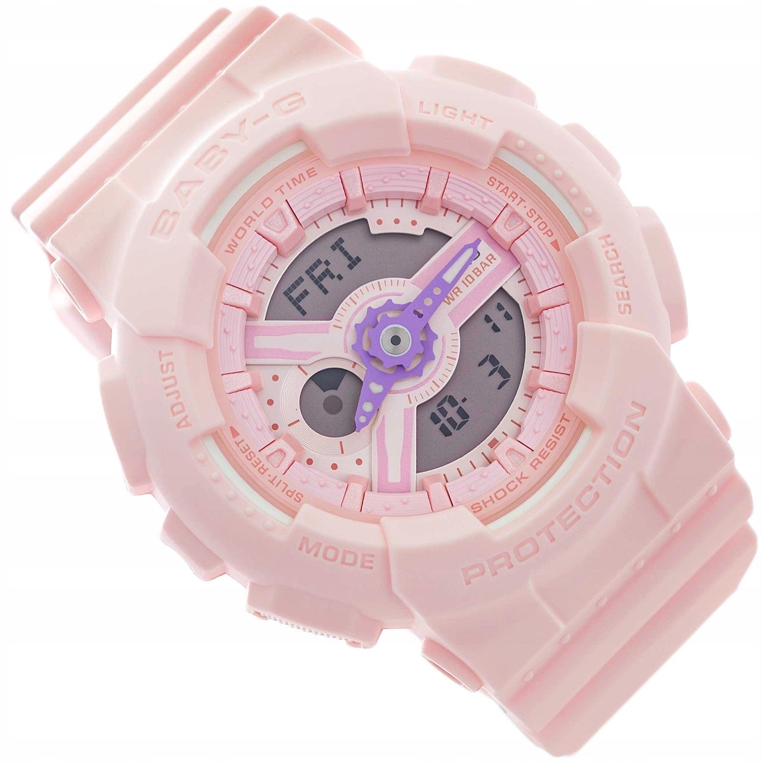 WOMEN'S WATCH CASIO BA-110AH-4AER BABY-G PINK ON SPORTS STRAP 10BAR