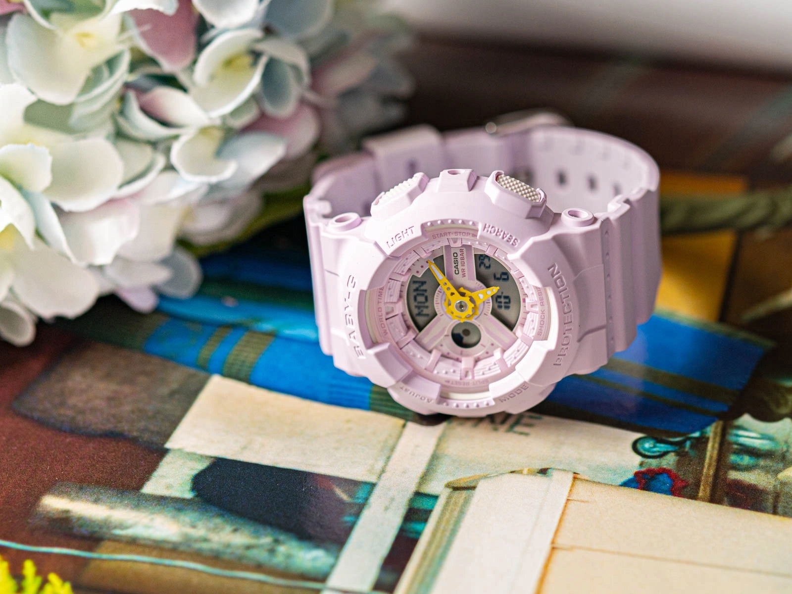 WOMEN'S WATCH CASIO BA-110AH-6AER BABY-G PURPLE ON SPORTS STRAP 10BAR Brand CASIO