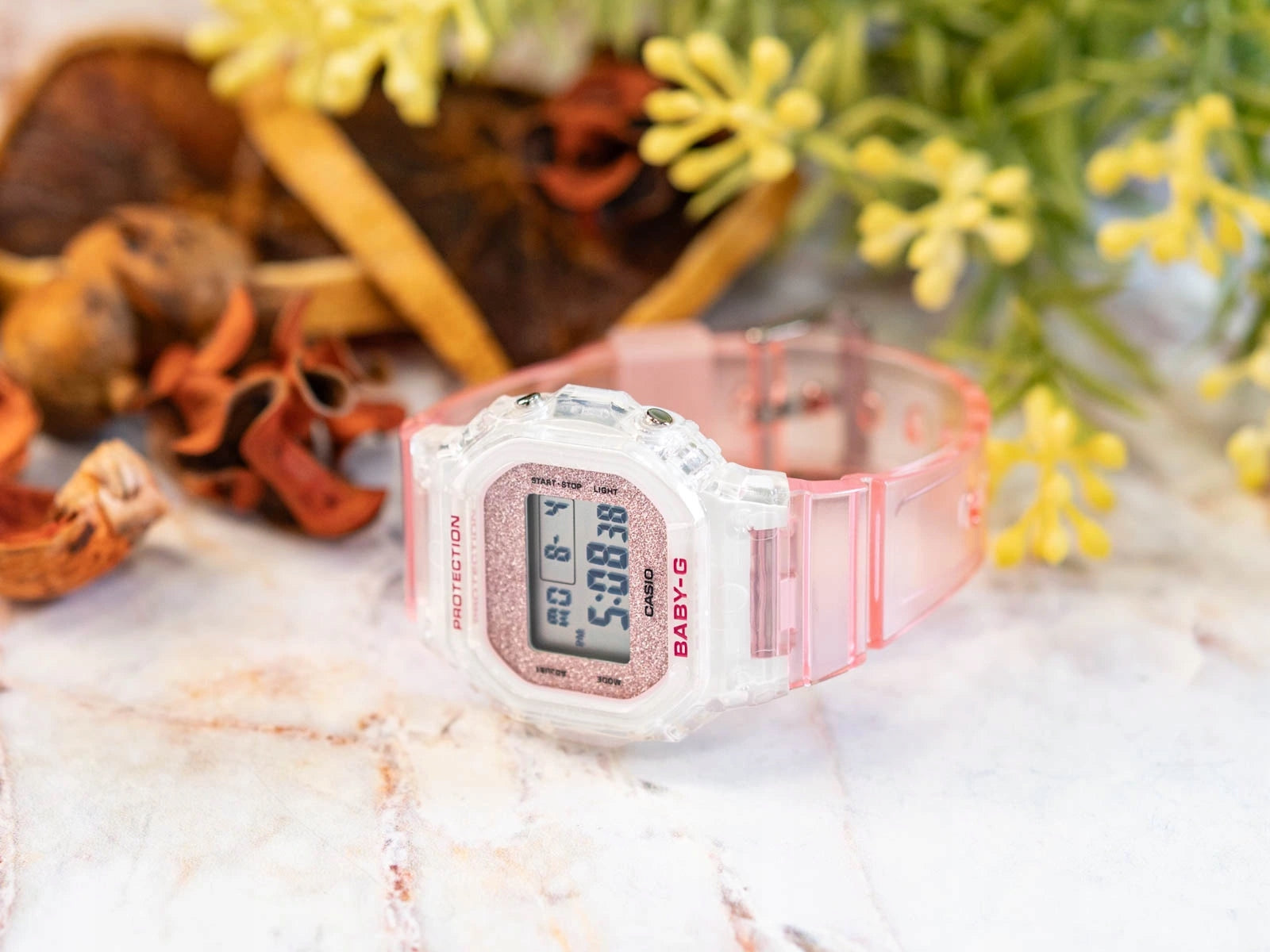 WOMEN'S WATCH CASIO BGD-565GC-4ER BABY-G SUMMER JELLY PINK GLITTER 100M Batteries included yes