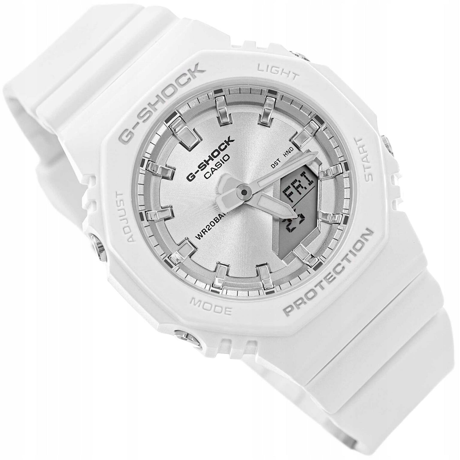 WOMEN'S WATCH CASIO GMA-P2100VA-7AER G-SHOCK WHITE BAR TIMER ALARM