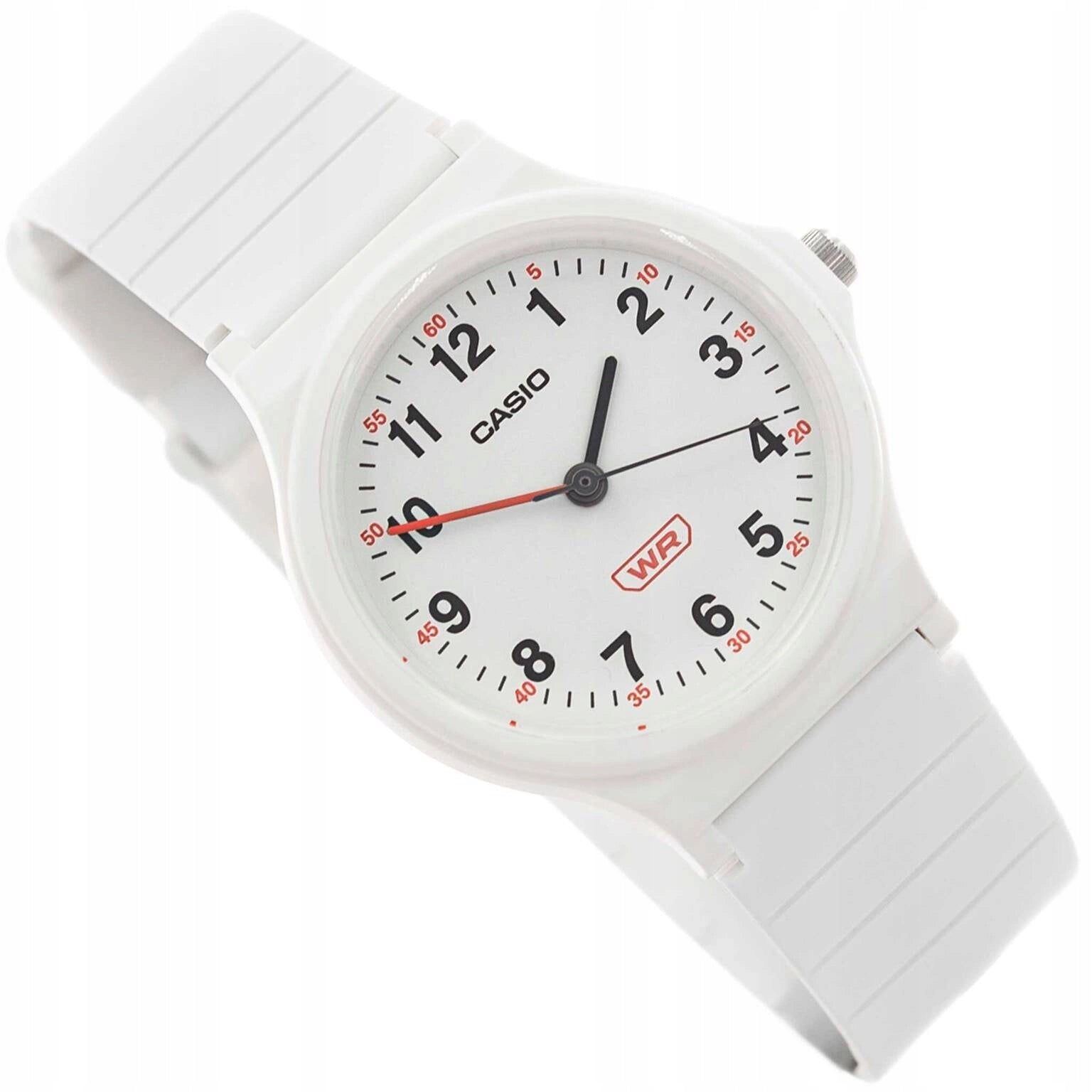 WOMEN'S WATCH CASIO LQ-24B-7BEF WHITE ON STRAP LIGHT ANALOG
