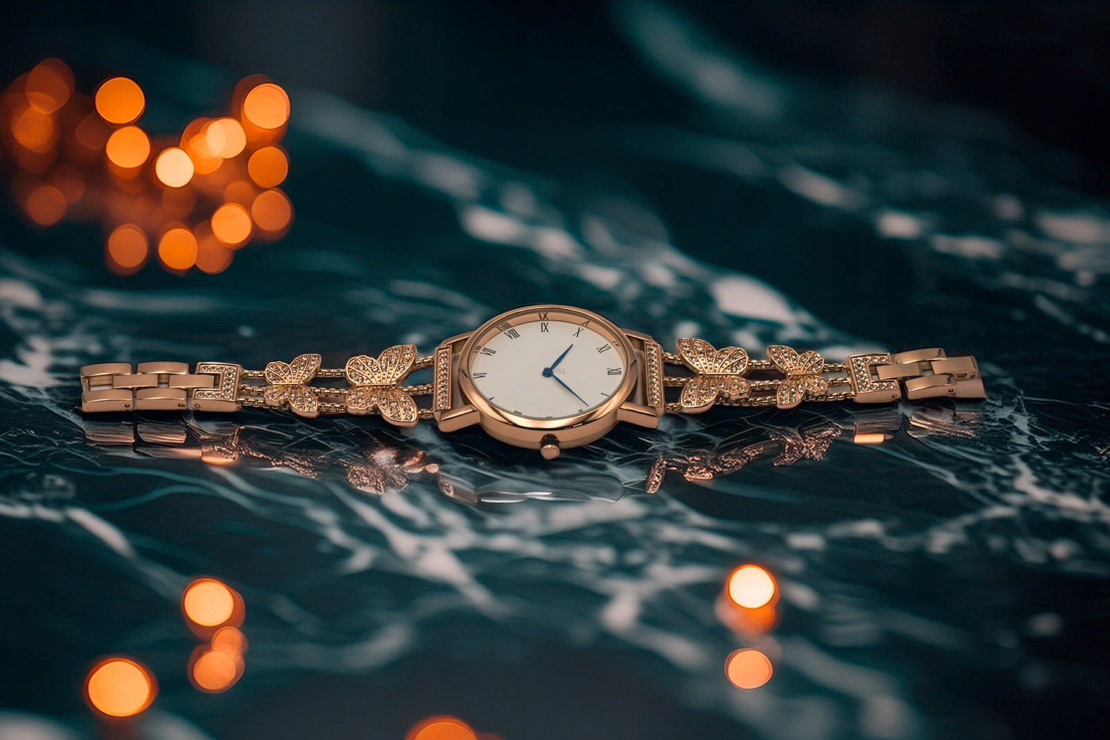 WOMEN'S WATCH Devill Lily Rose Gold Bracelet Zircons WR30 Quartz Packaging status original