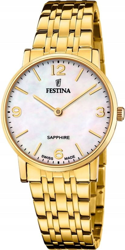 WOMEN'S WATCH FESTINA F20048/2 SWISS MADE FASHIONABLE SILVER GOLD SAPPHIRE SET EAN (GTIN) 8430622825477