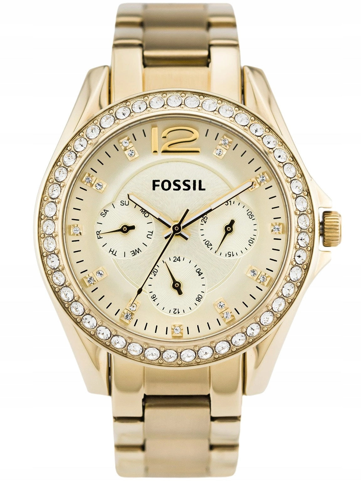 WOMEN'S WATCH FOSSIL ES3203 RILEY CRYSTALS GOLD Brand Fossil